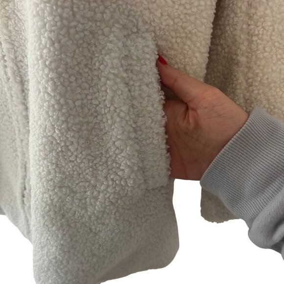 Oyrosy Casual Vintage White Polar Fleece Zip-Up Jacket Coat Size S NWT - Picture 4 of 6